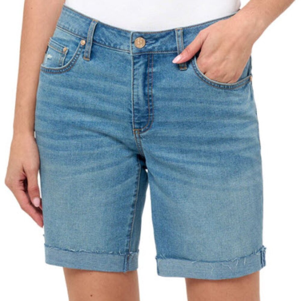 NWT Seven7 Women's Relaxed Mid Rise Bermuda Short - Medium or Black Wash